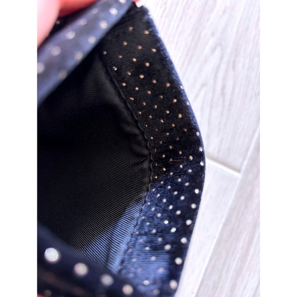 Black Velvet Mini Bag with Silver Dot Embellishment and Chain Strap - Picture 4 of 6